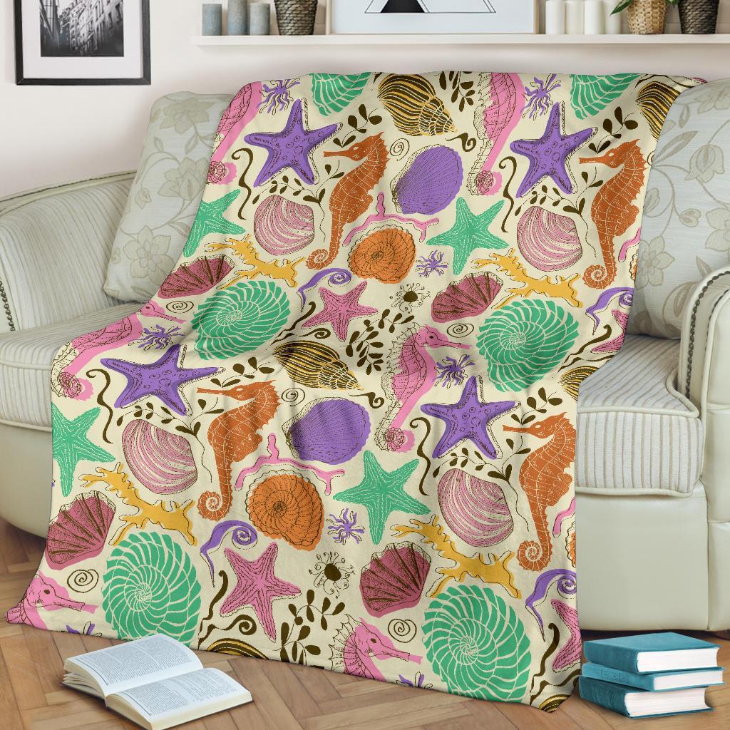 Seahorse Print Pattern Blanket-grizzshop
