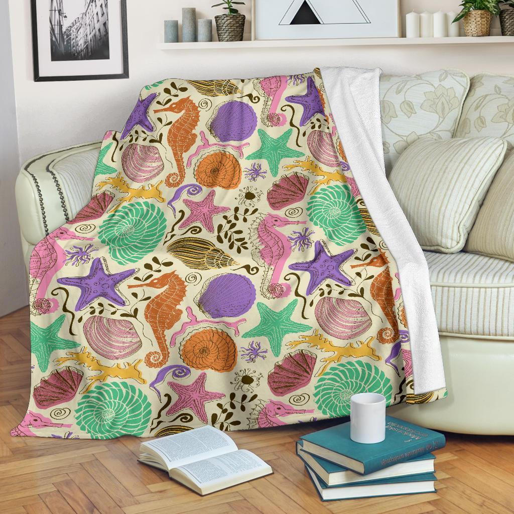Seahorse Print Pattern Blanket-grizzshop