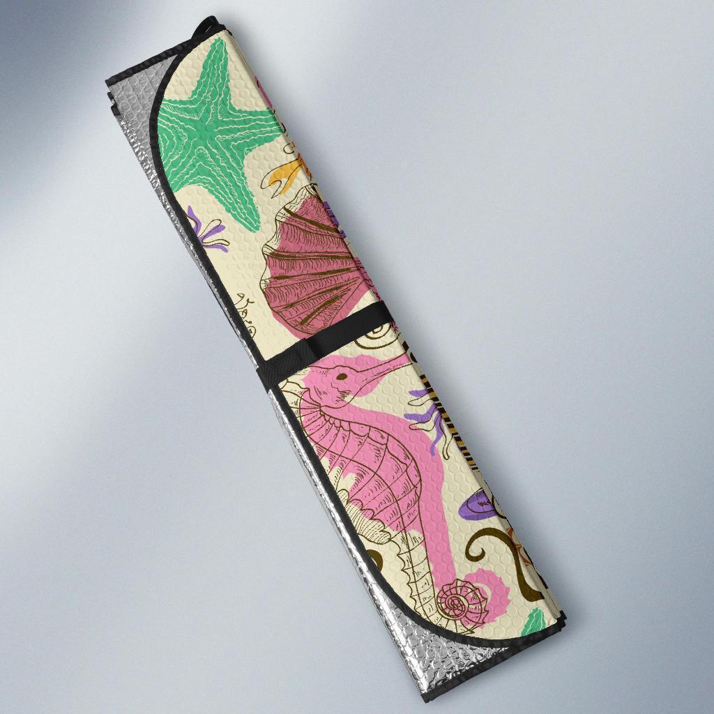 Seahorse Print Pattern Car Sun Shade-grizzshop