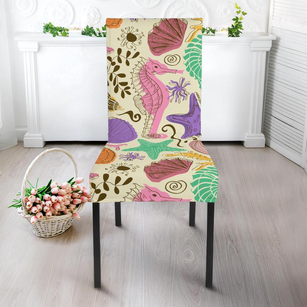 Seahorse Print Pattern Chair Cover-grizzshop