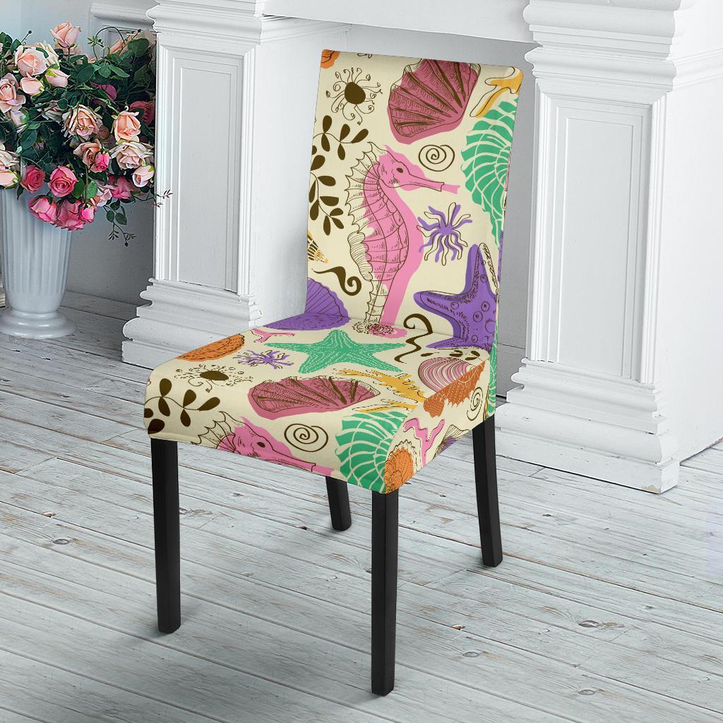 Seahorse Print Pattern Chair Cover-grizzshop