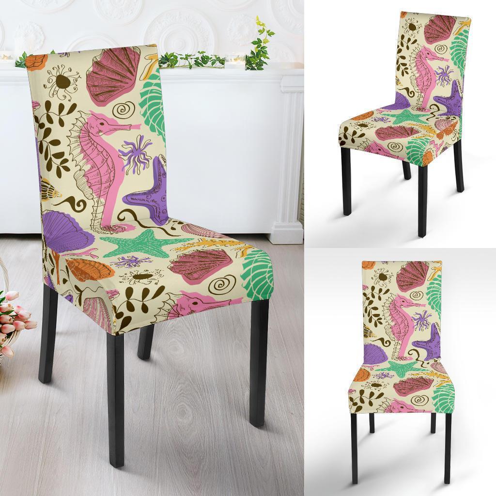 Seahorse Print Pattern Chair Cover-grizzshop