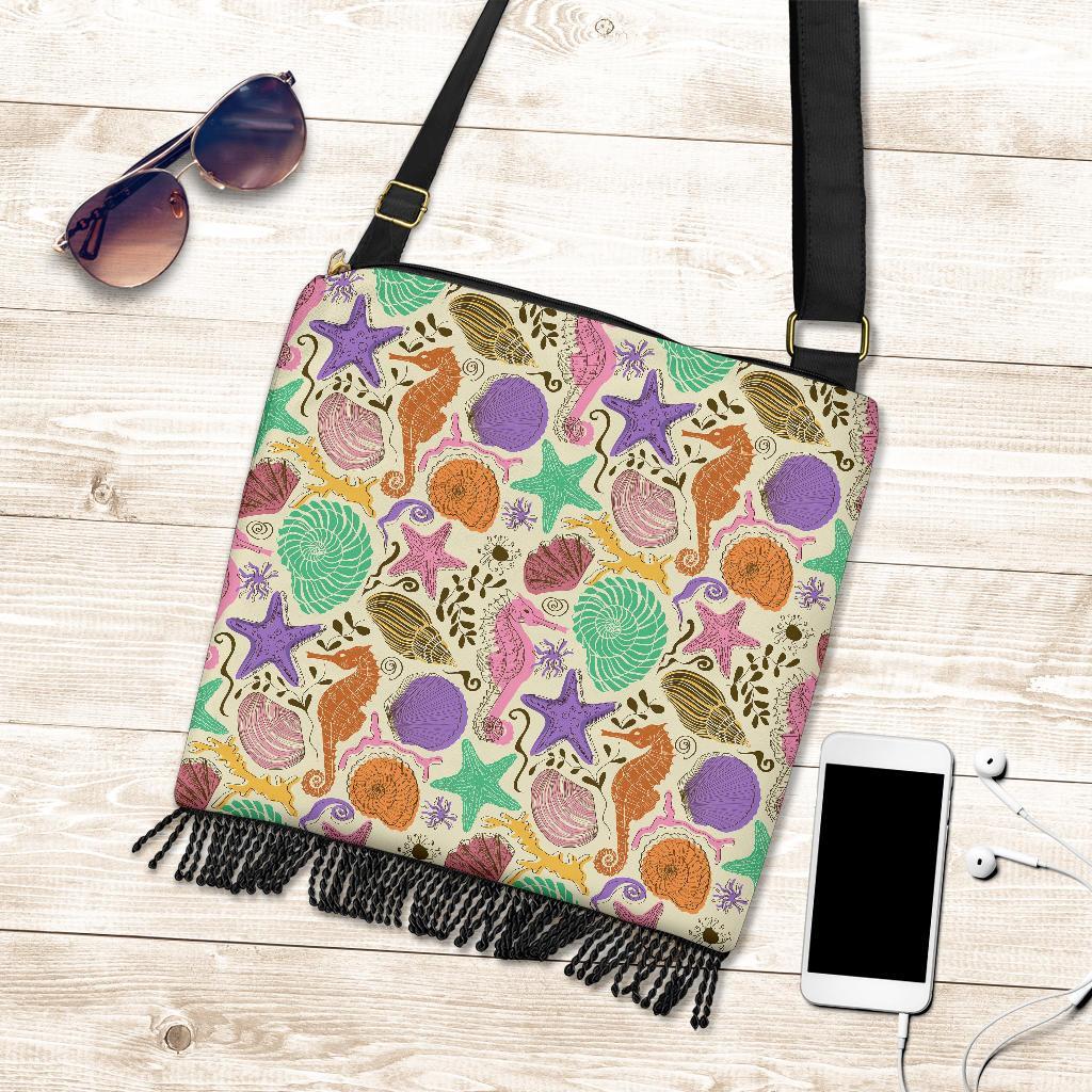 Seahorse Print Pattern Crossbody Bags-grizzshop