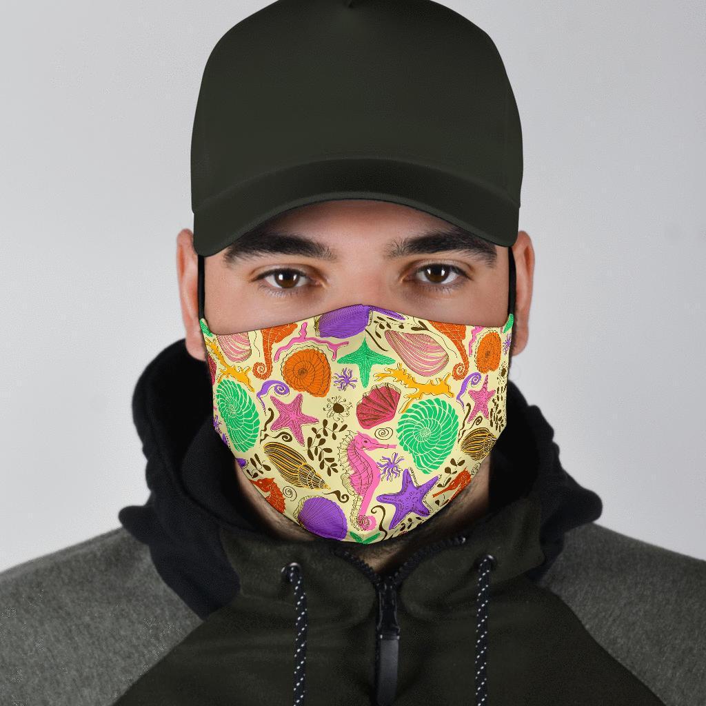 Seahorse Print Pattern Face Mask-grizzshop