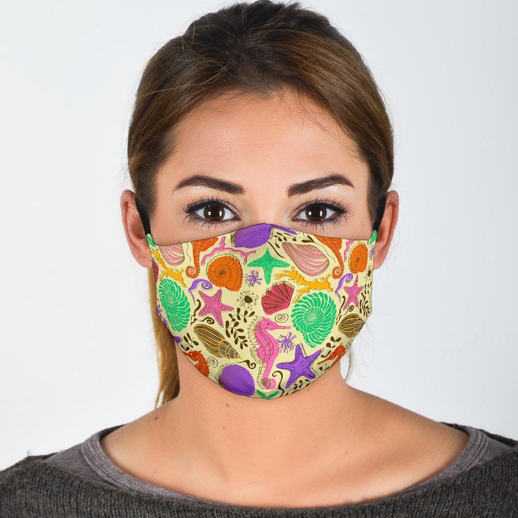 Seahorse Print Pattern Face Mask-grizzshop