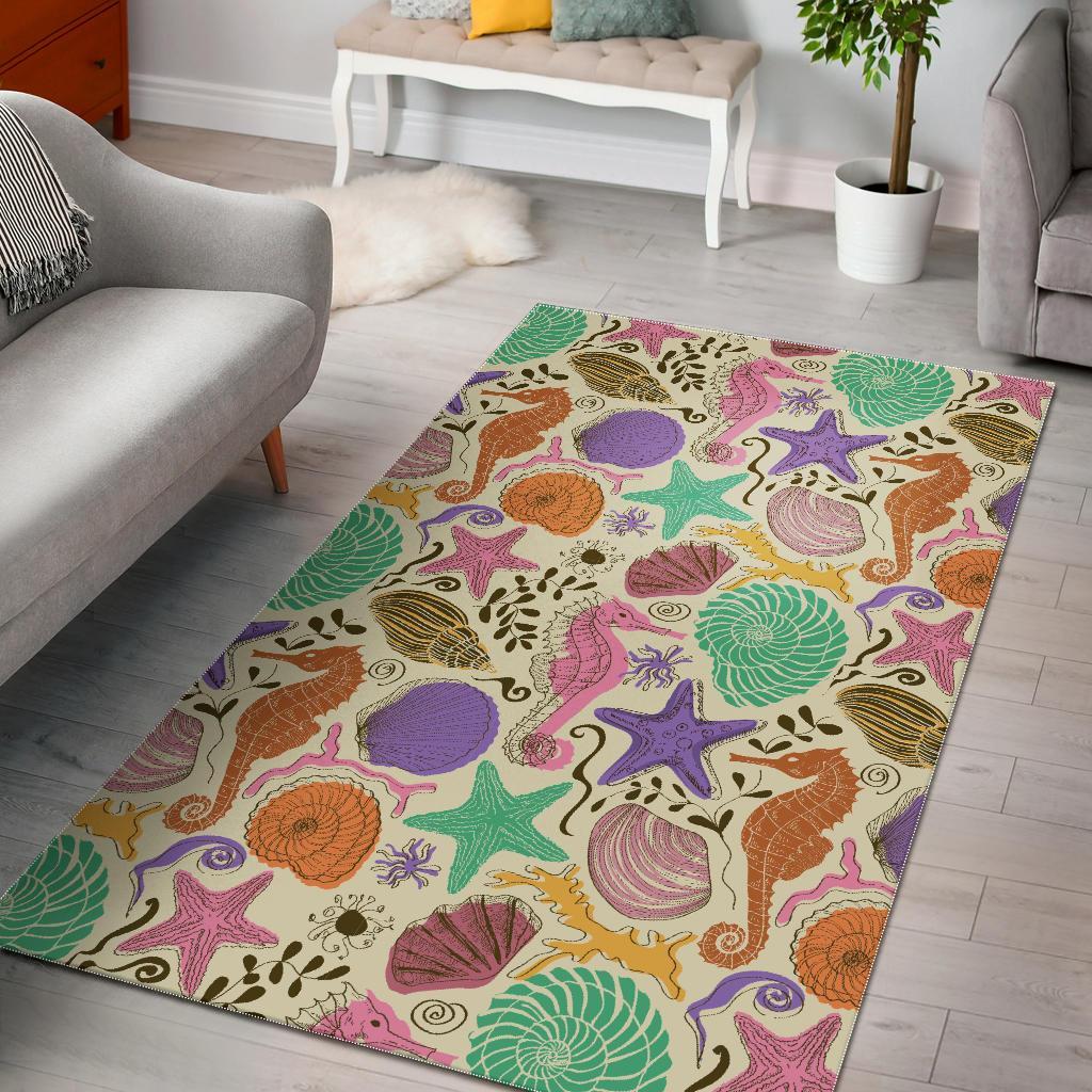 Seahorse Print Pattern Floor Mat-grizzshop