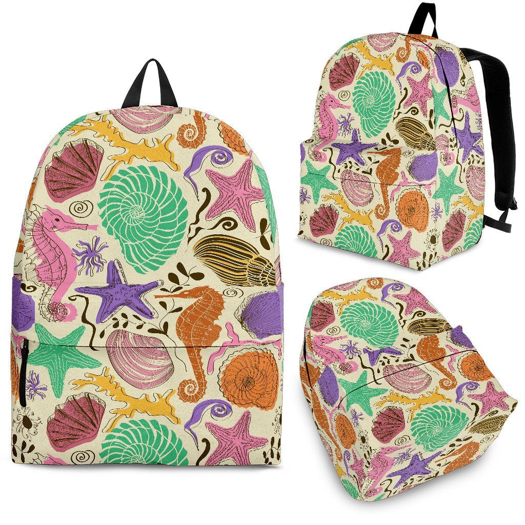 Seahorse Print Pattern Premium Backpack-grizzshop