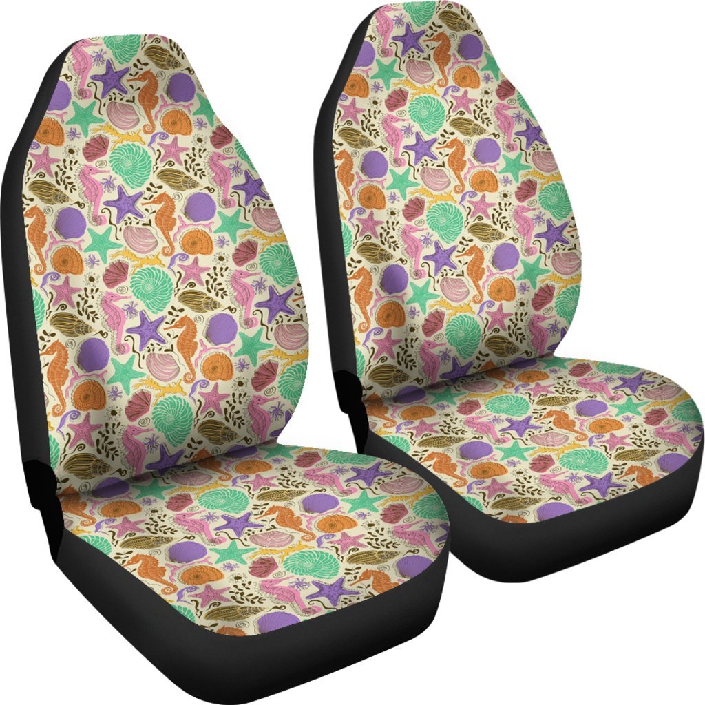 Seahorse Print Pattern Universal Fit Car Seat Cover-grizzshop