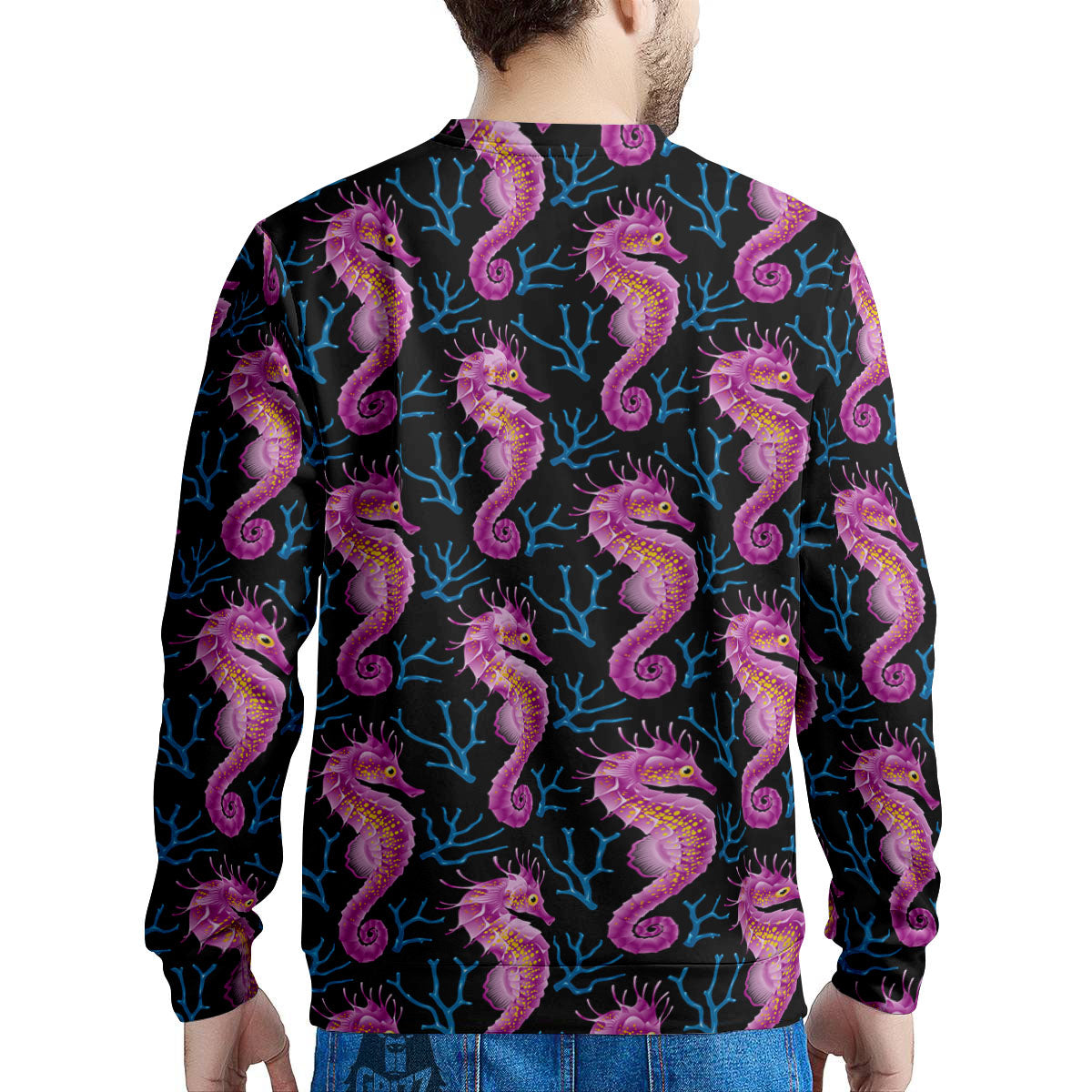 Seahorse Purple Print Pattern Men's Sweatshirt-grizzshop