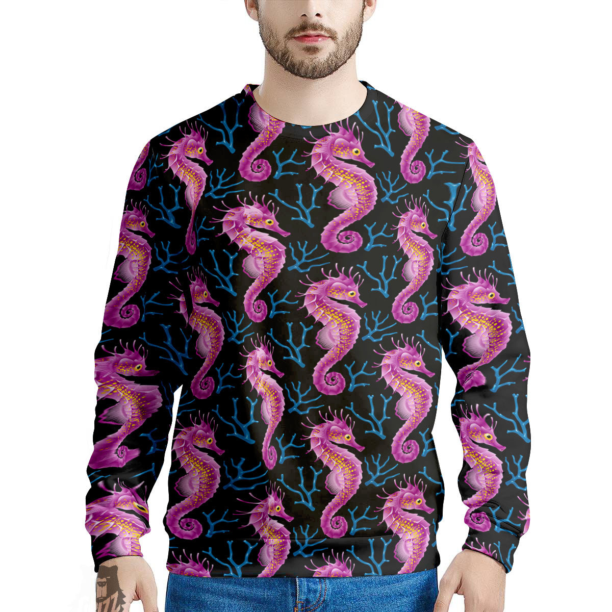 Seahorse Purple Print Pattern Men's Sweatshirt-grizzshop