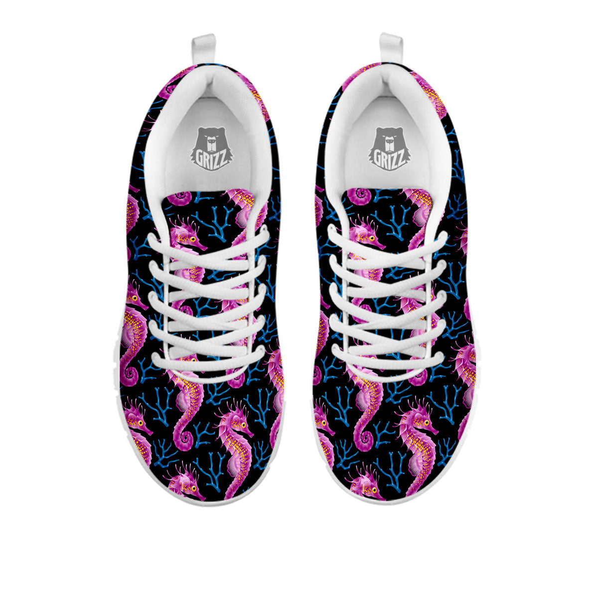 Seahorse Purple Print Pattern White Sneaker-grizzshop