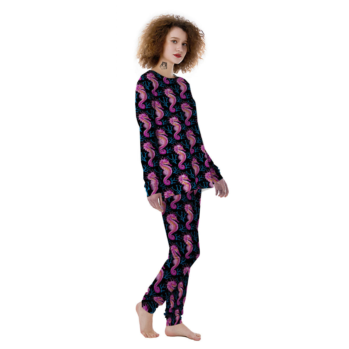 Seahorse Purple Print Pattern Women's Pajamas-grizzshop