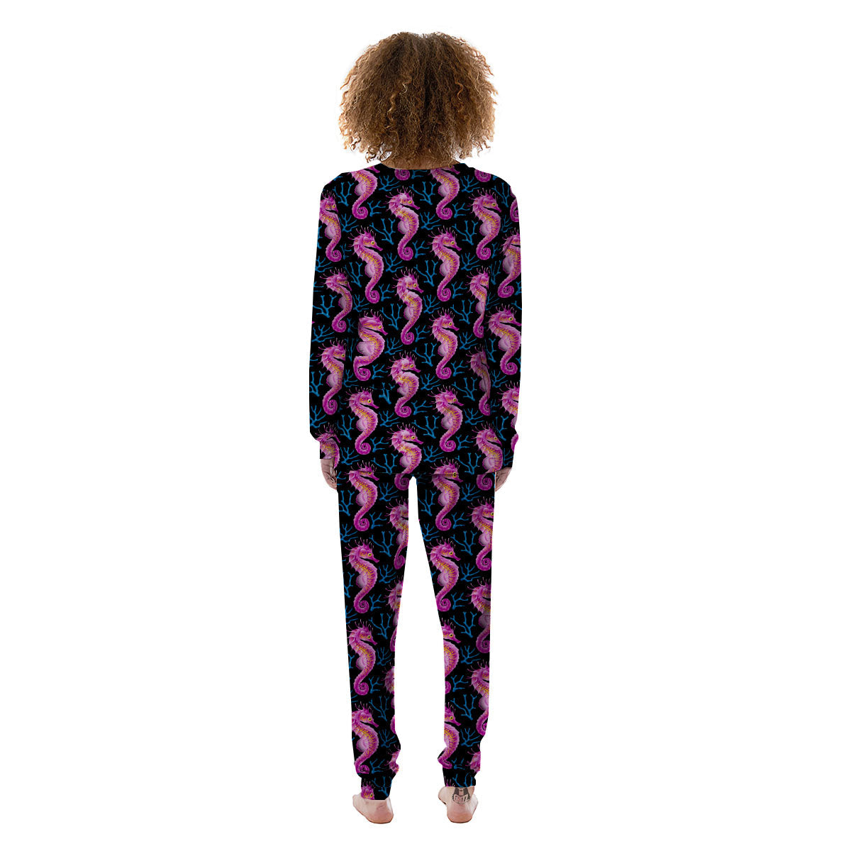 Seahorse Purple Print Pattern Women's Pajamas-grizzshop