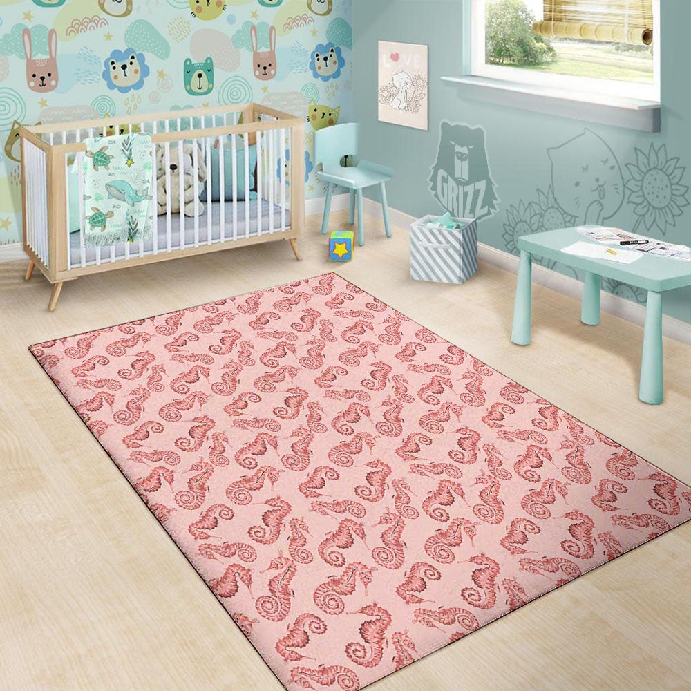 Seahorse Watercolor Print Pattern Floor Mat-grizzshop