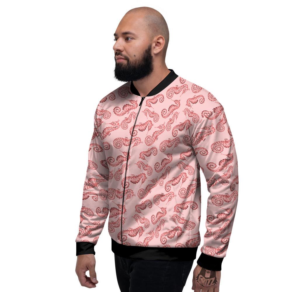 Seahorse Watercolor Print Pattern Men's Bomber Jacket-grizzshop