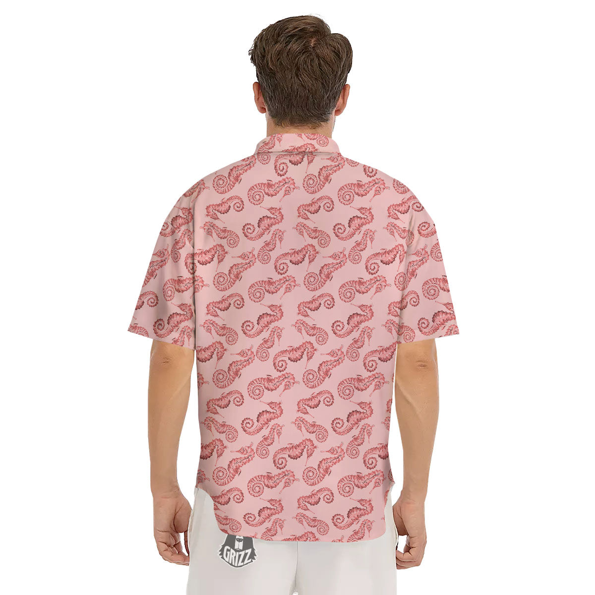 Seahorse Watercolor Print Pattern Men's Short Sleeve Shirts-grizzshop