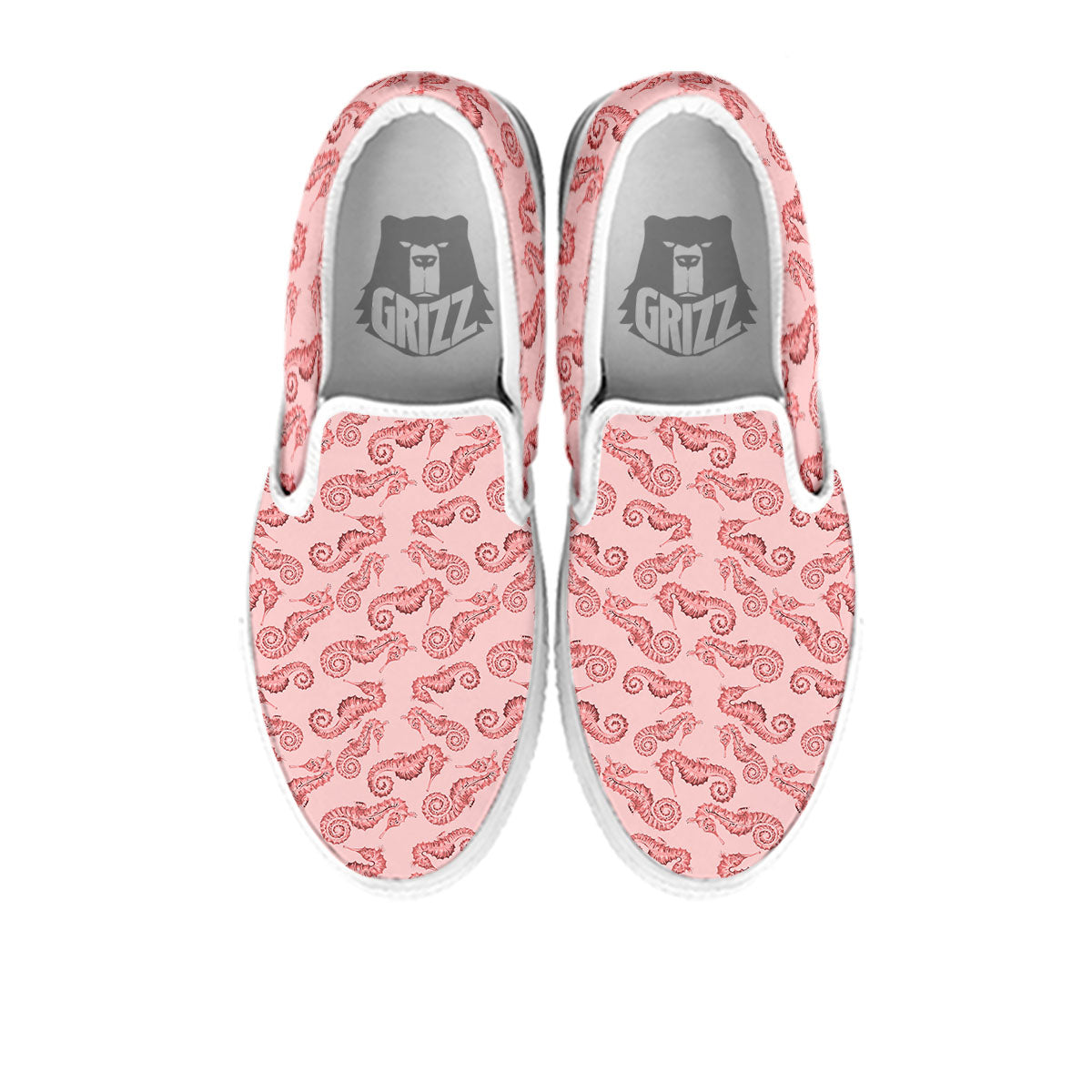 Seahorse Watercolor Print Pattern White Slip On Shoes-grizzshop