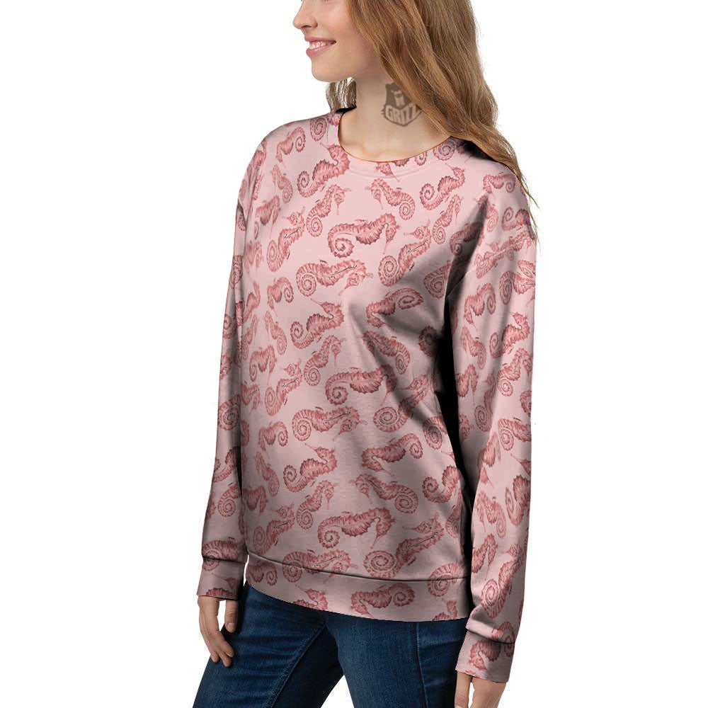 Seahorse Watercolor Print Pattern Women's Sweatshirt-grizzshop