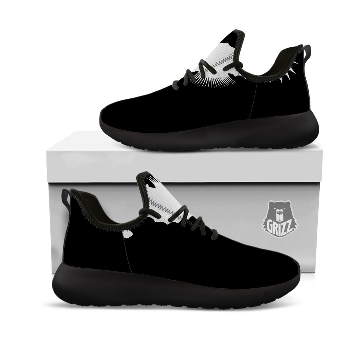 Seahorse White And Black Print Black Athletic Shoes-grizzshop