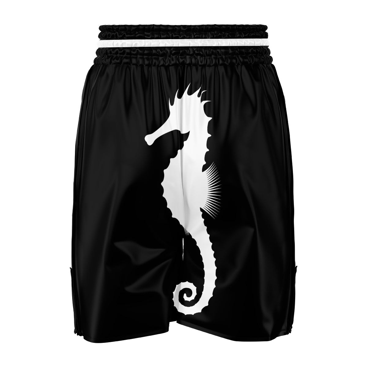 Seahorse White And Black Print Boxing Shorts-grizzshop