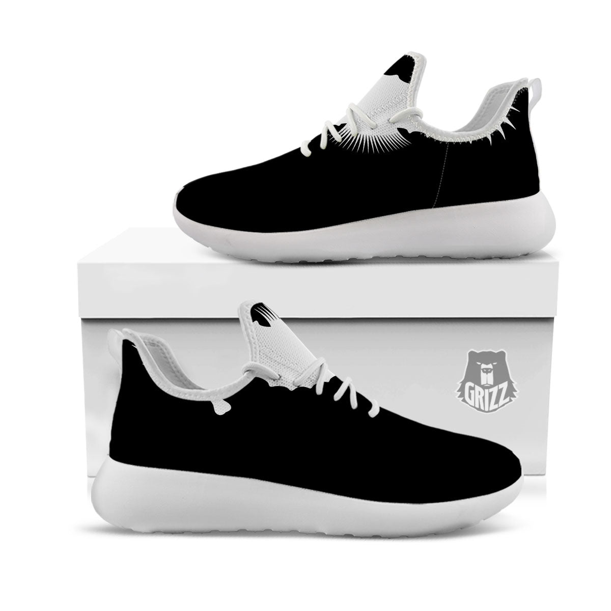 Seahorse White And Black Print White Athletic Shoes-grizzshop