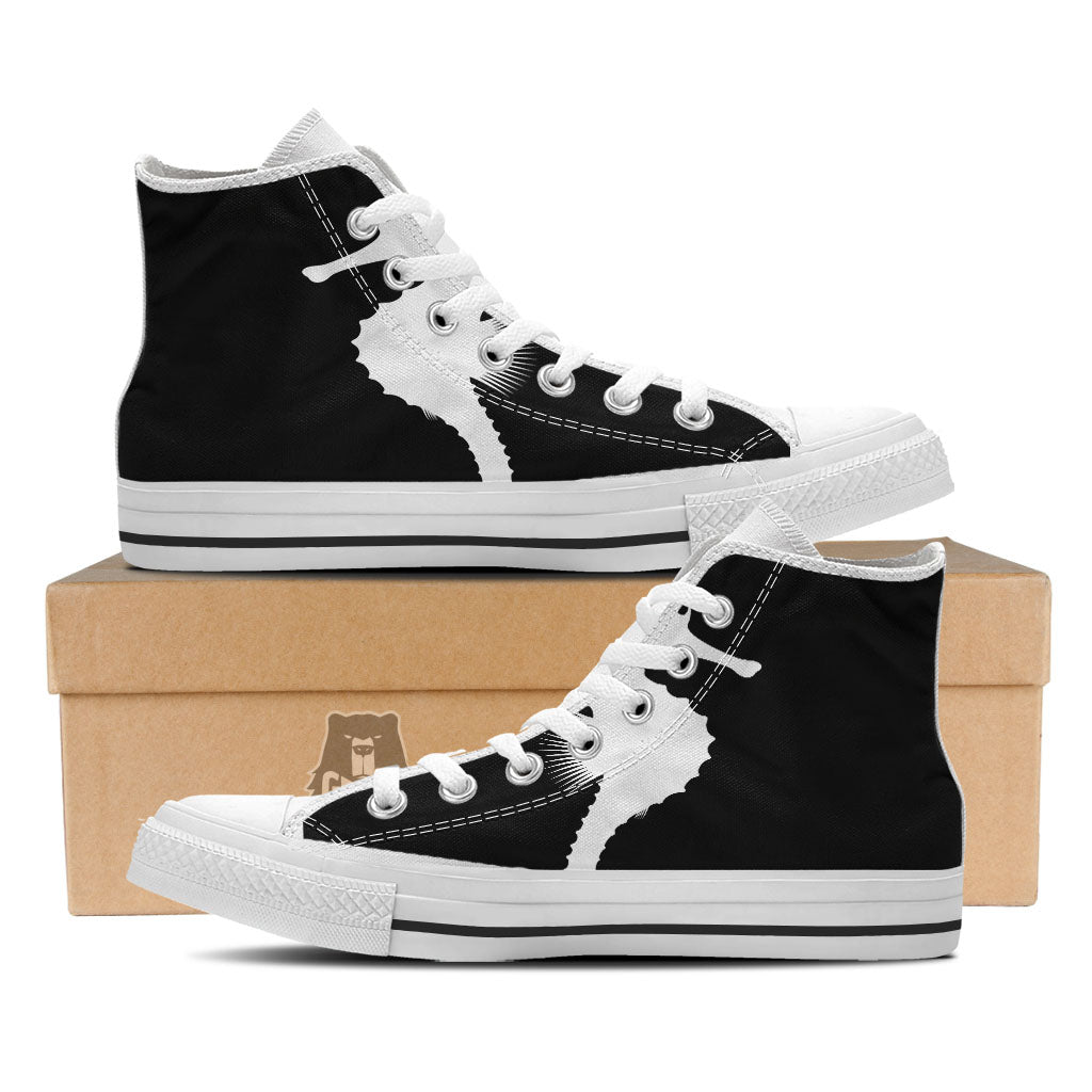 Seahorse White And Black Print White High Top Shoes-grizzshop