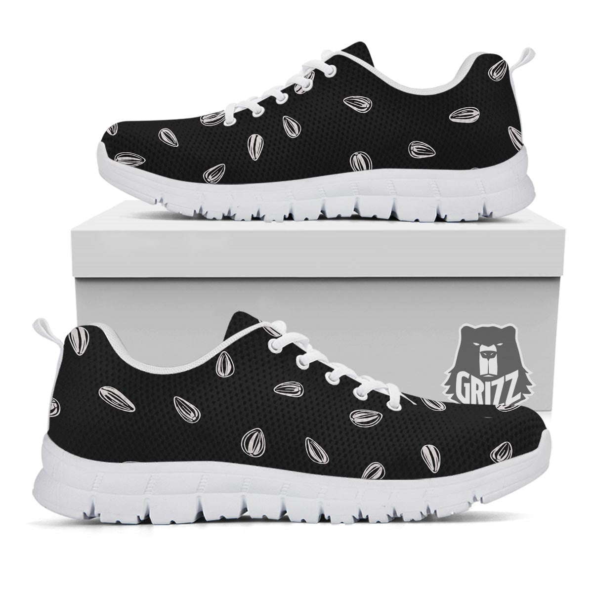 Seeds Sunflower Print Pattern White Sneaker-grizzshop