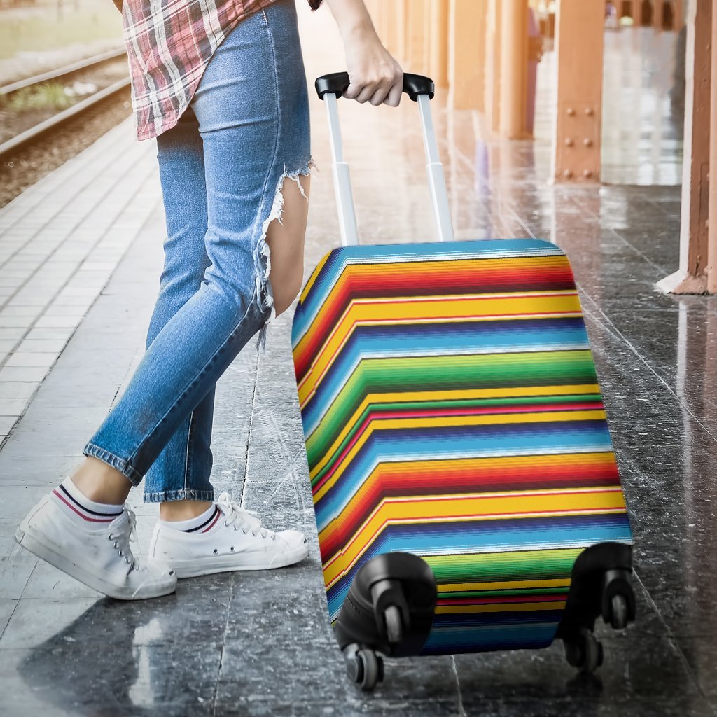 Serape Baja Mexican Blanket Pattern Print Luggage Cover Protector-grizzshop