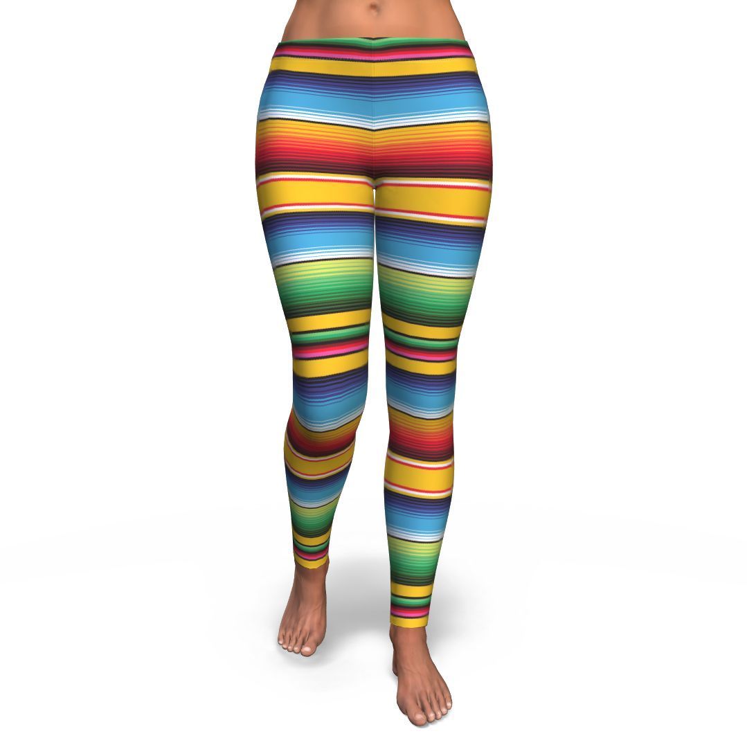 Serape Baja Mexican Blanket Pattern Print Pattern Women Leggings-grizzshop