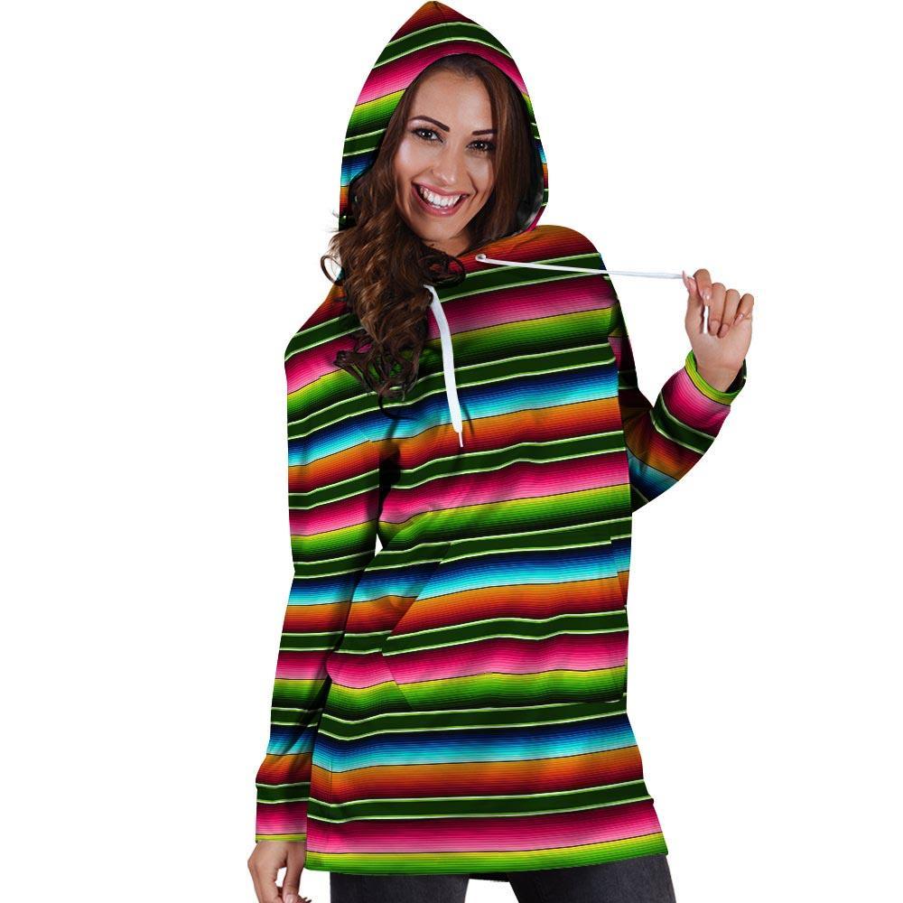 Serape Baja Mexican Hoodie Dress-grizzshop