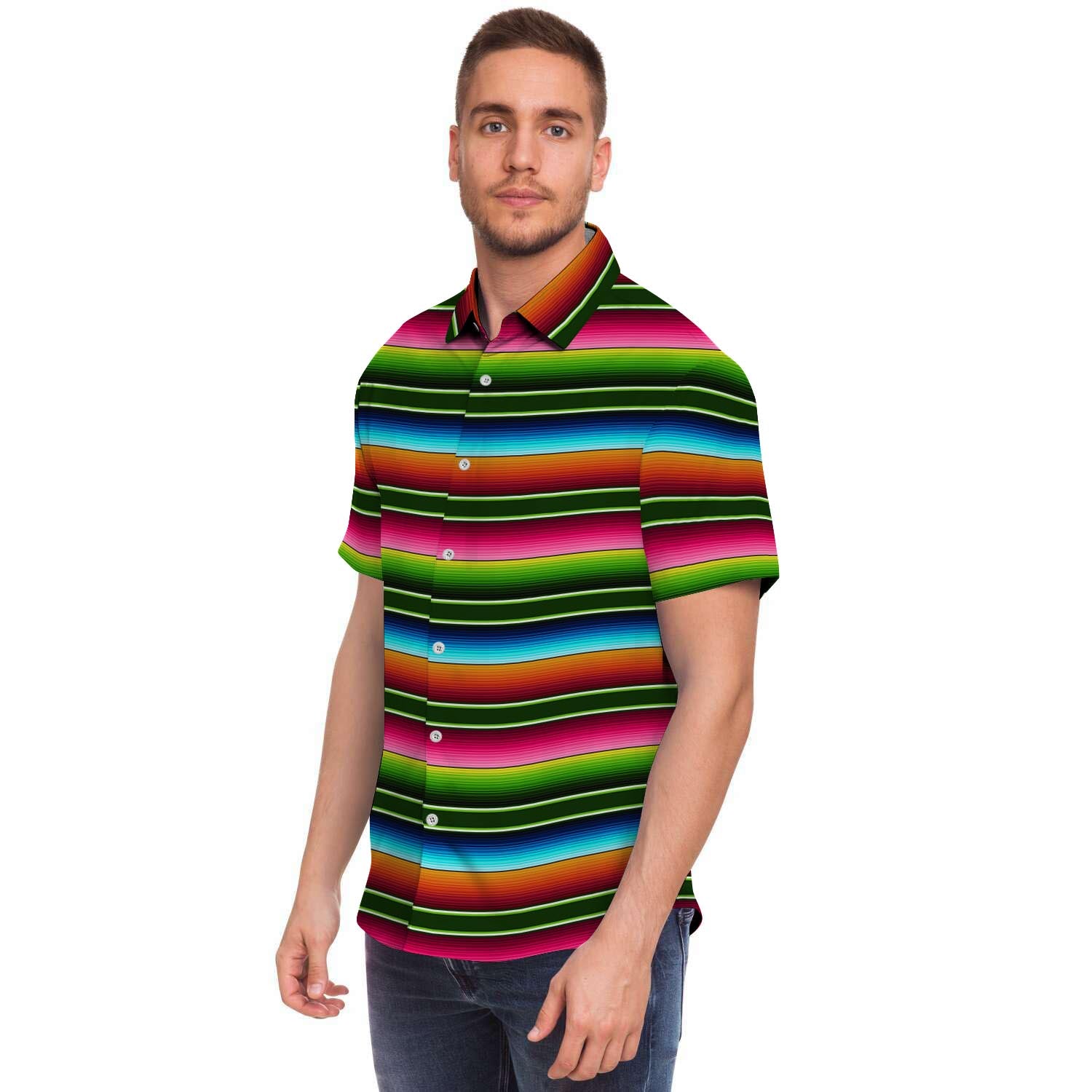 Serape Baja Mexican Men's Short Sleeve Shirt-grizzshop