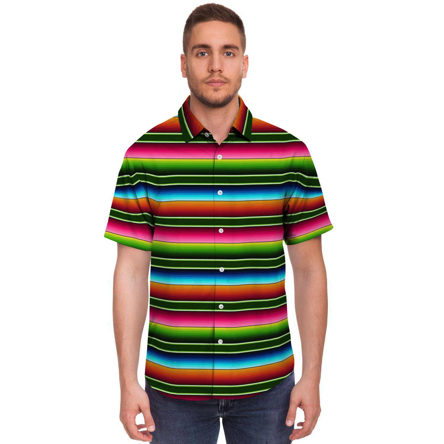 Serape Baja Mexican Men's Short Sleeve Shirt-grizzshop