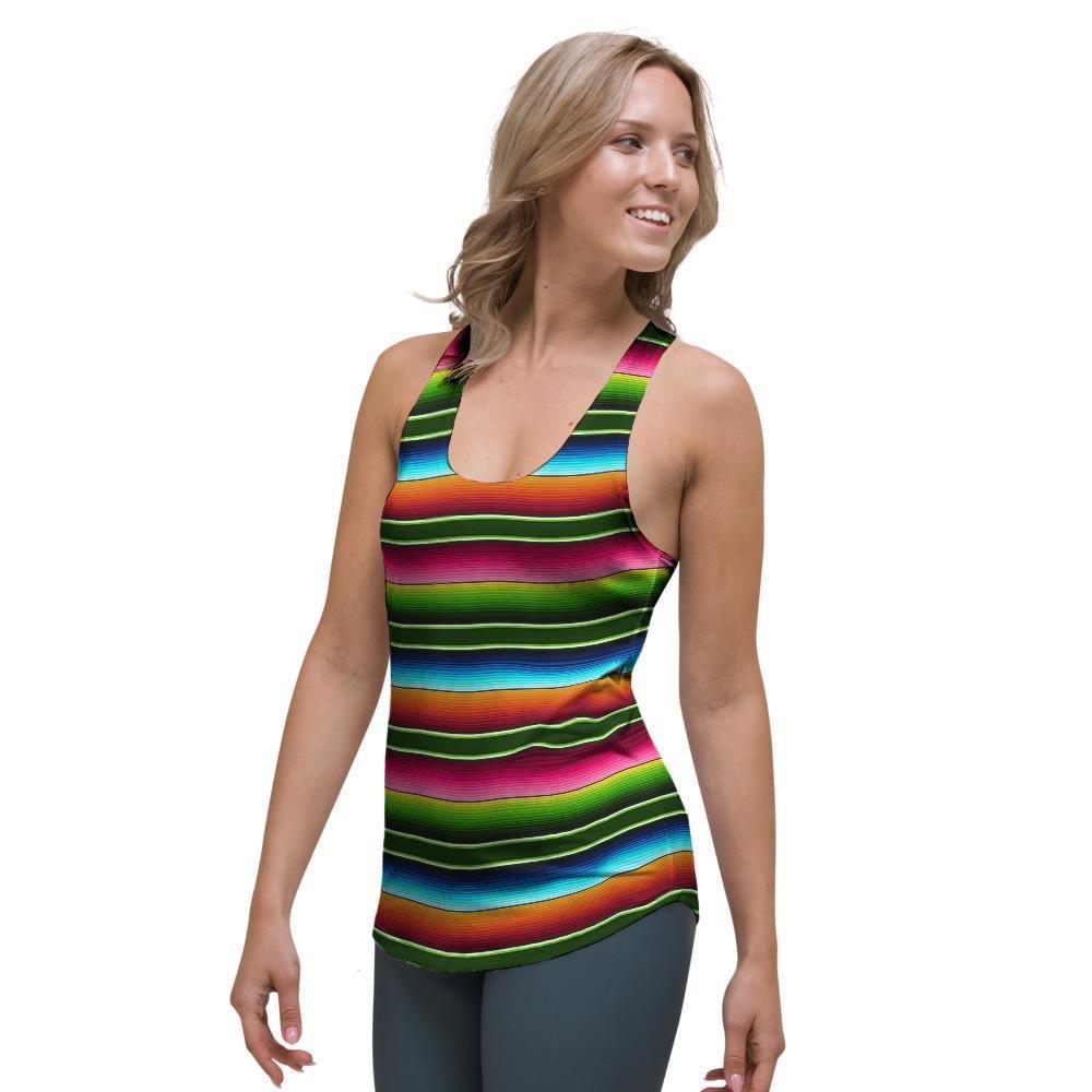 Serape Baja Mexican Women's Racerback Tank Top-grizzshop