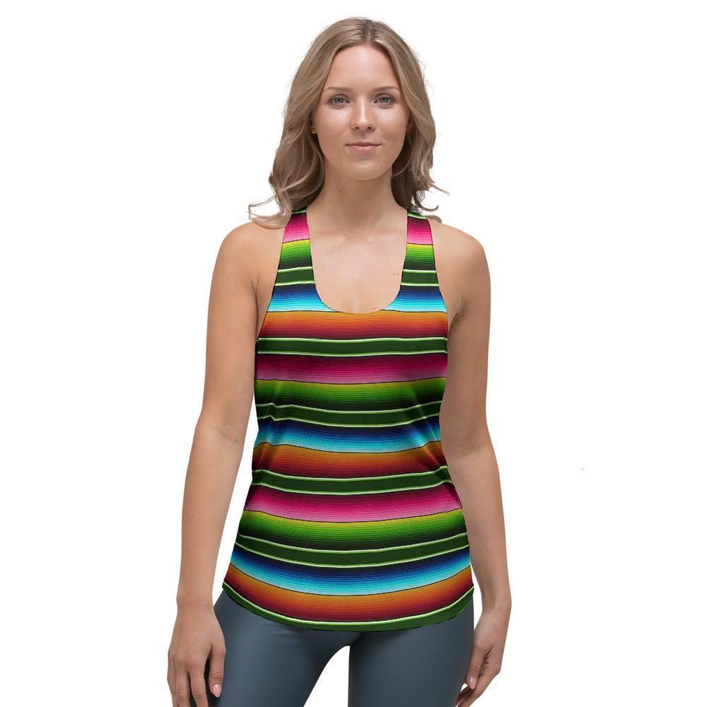 Serape Baja Mexican Women's Racerback Tank Top-grizzshop