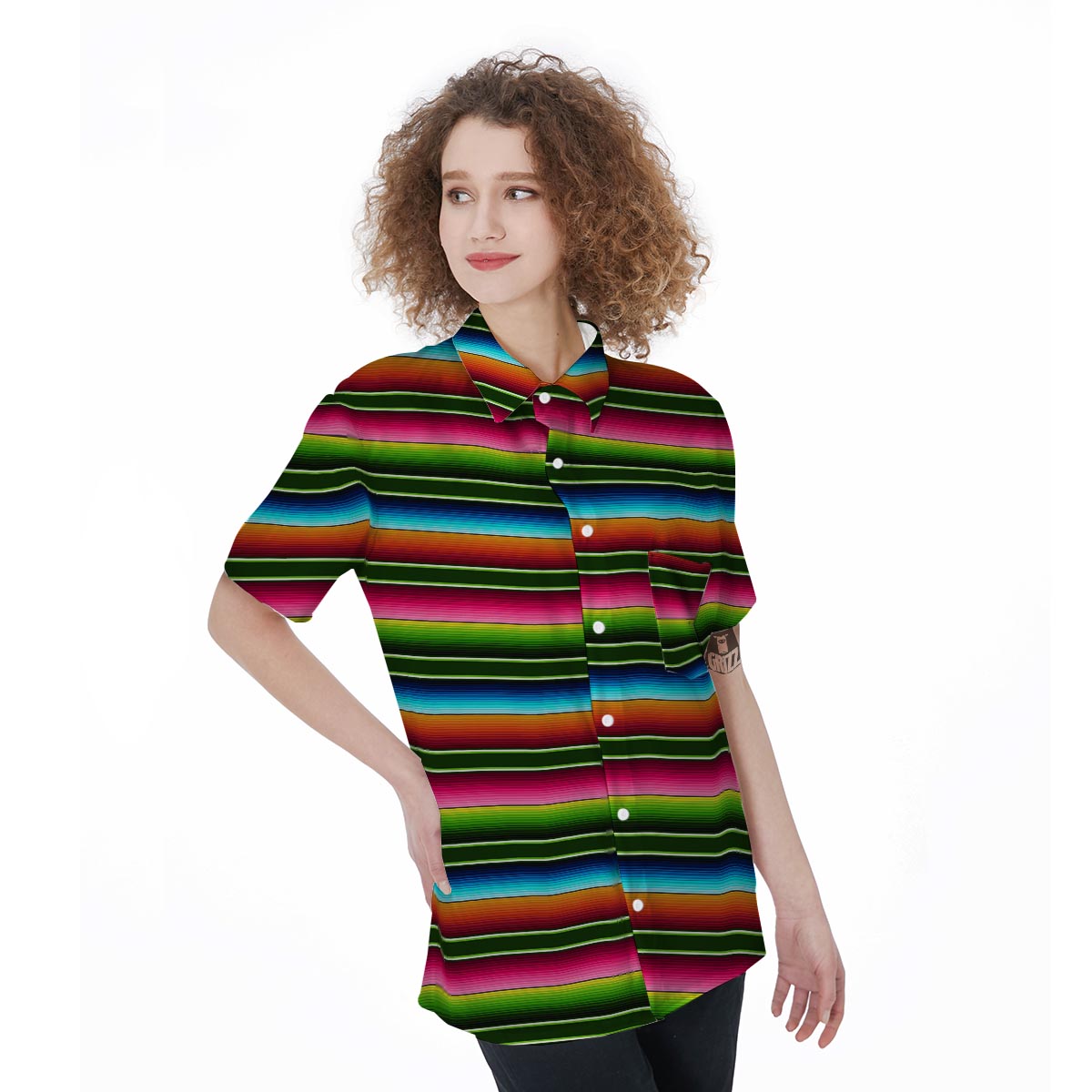 Serape Baja Mexican Women's Short Sleeve Shirts-grizzshop