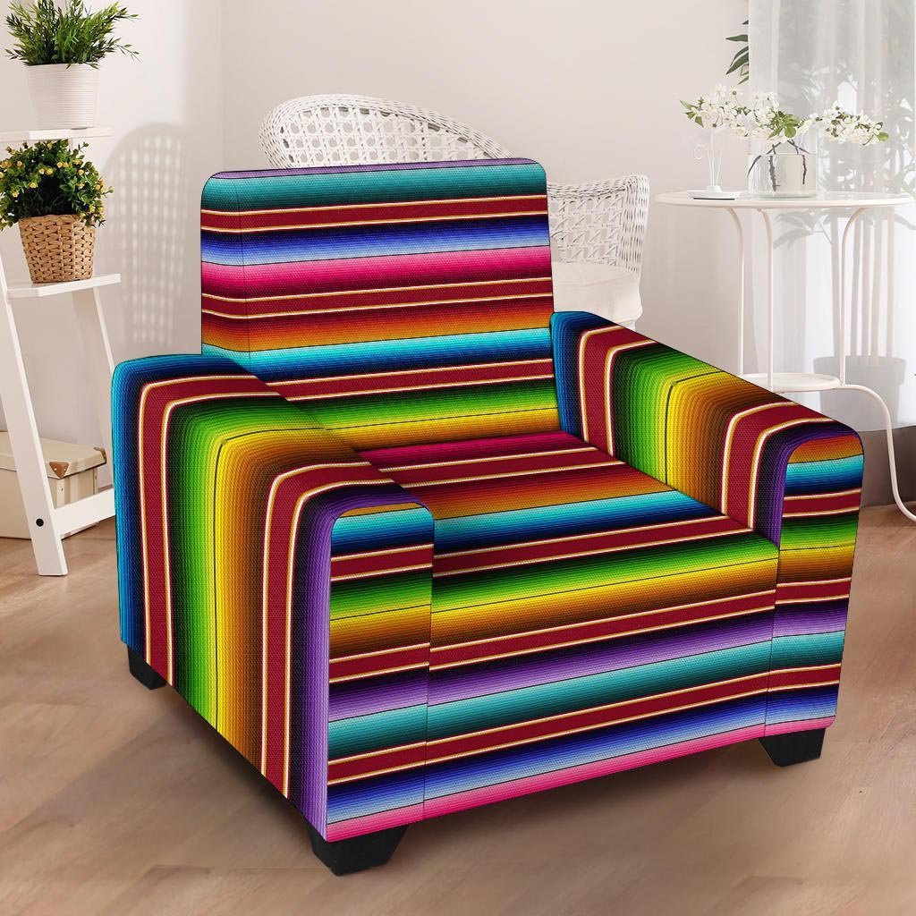 Serape Baja Print Armchair Cover-grizzshop