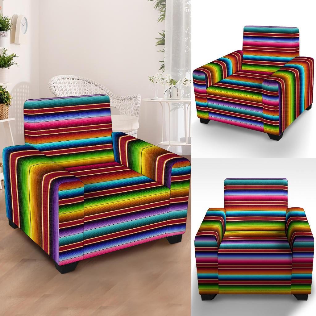 Serape Baja Print Armchair Cover-grizzshop