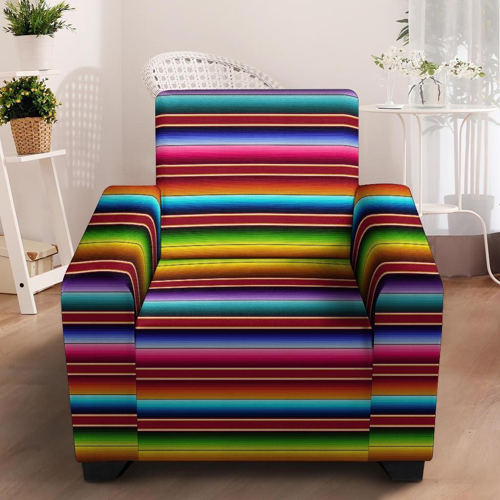 Serape Baja Print Armchair Cover-grizzshop