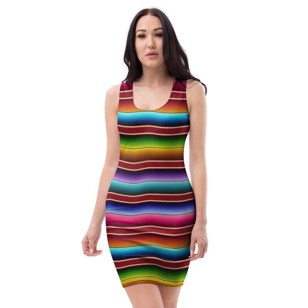 Serape Baja Print Bodycon Dress-grizzshop