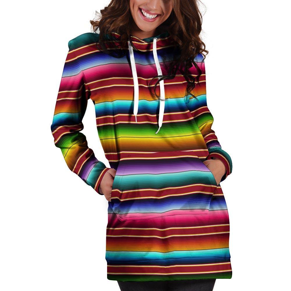 Serape Baja Print Hoodie Dress-grizzshop