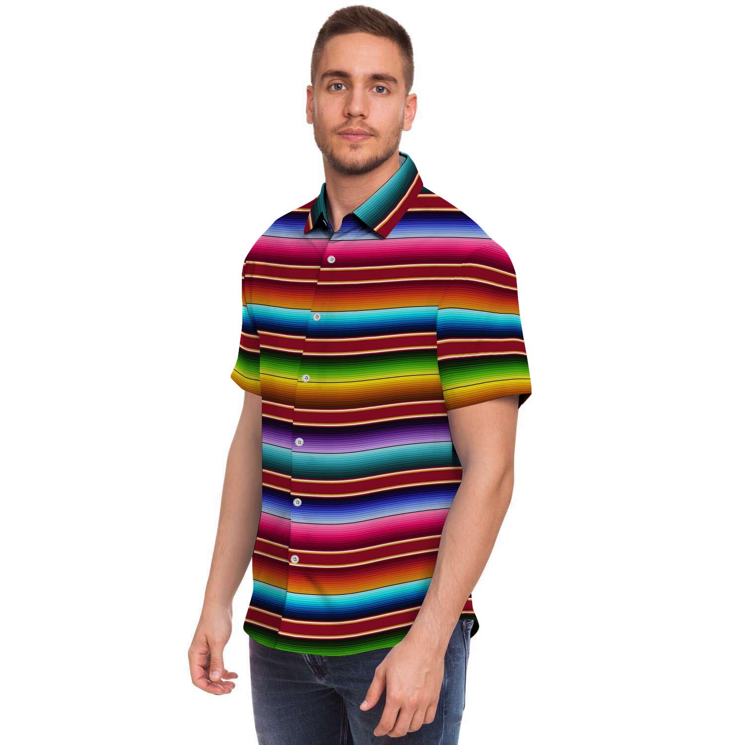 Serape Baja Print Men's Short Sleeve Shirt-grizzshop