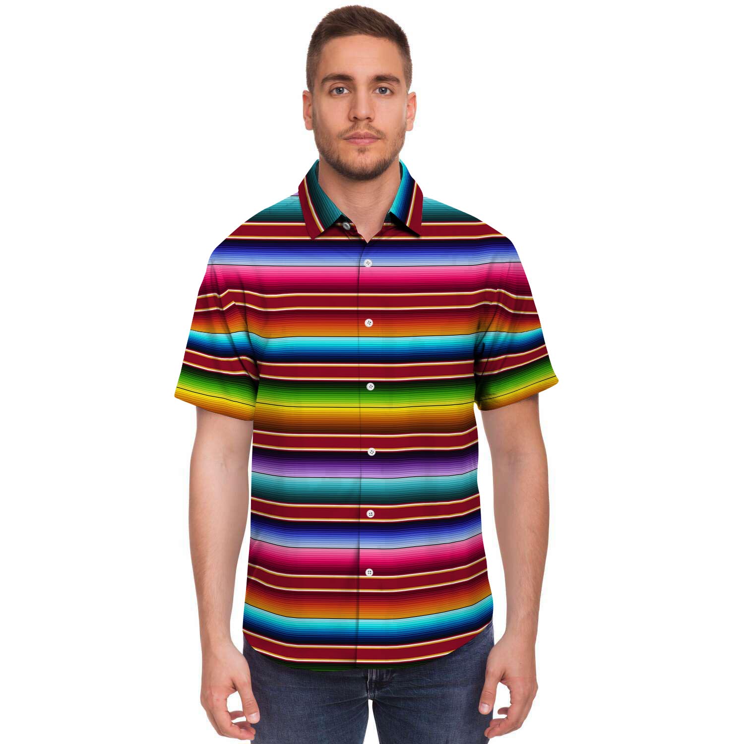 Serape Baja Print Men's Short Sleeve Shirt-grizzshop
