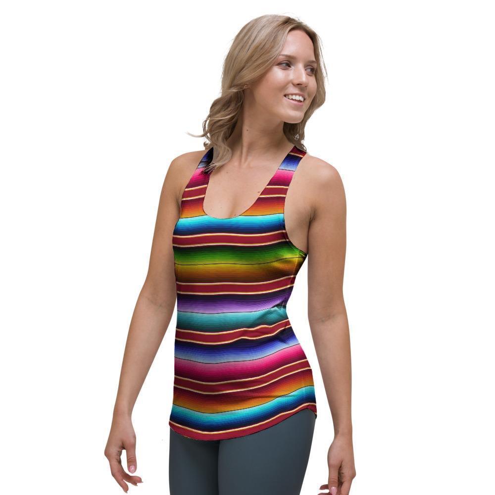 Serape Baja Print Women's Racerback Tank Top-grizzshop