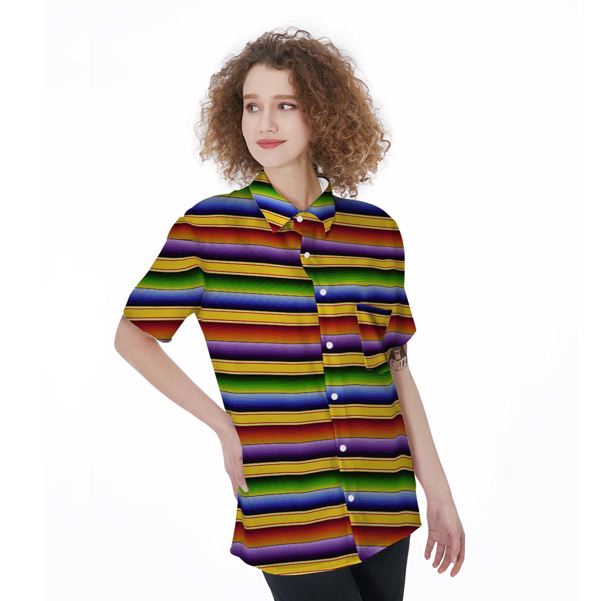 Serape Baja Women's Short Sleeve Shirts-grizzshop