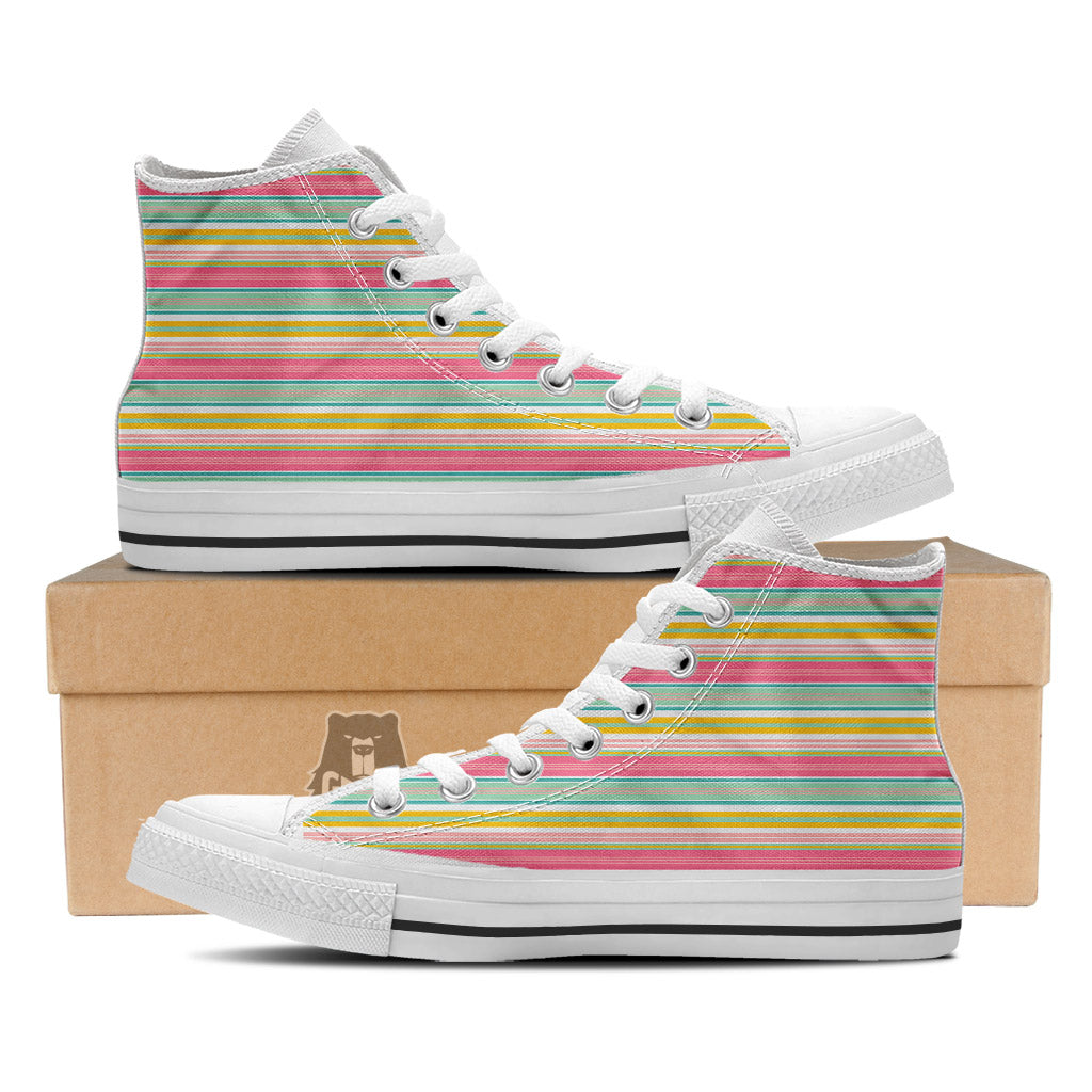Serape Blanket Colorful Print Pattern White High Top Shoes-grizzshop