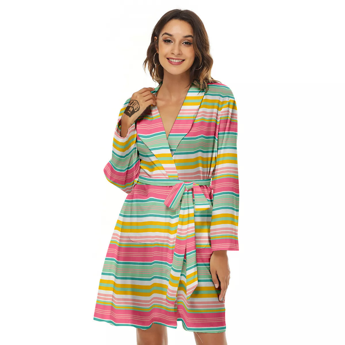 Serape Blanket Colorful Print Pattern Women's Robe-grizzshop