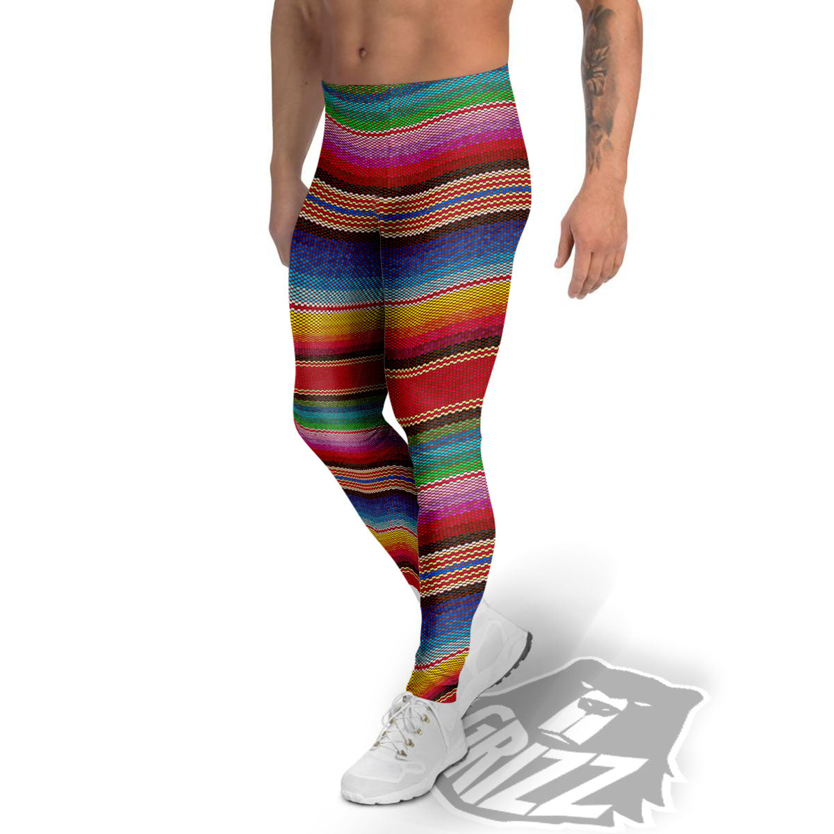 Serape Blanket Ethnic Print Pattern Men's Leggings-grizzshop