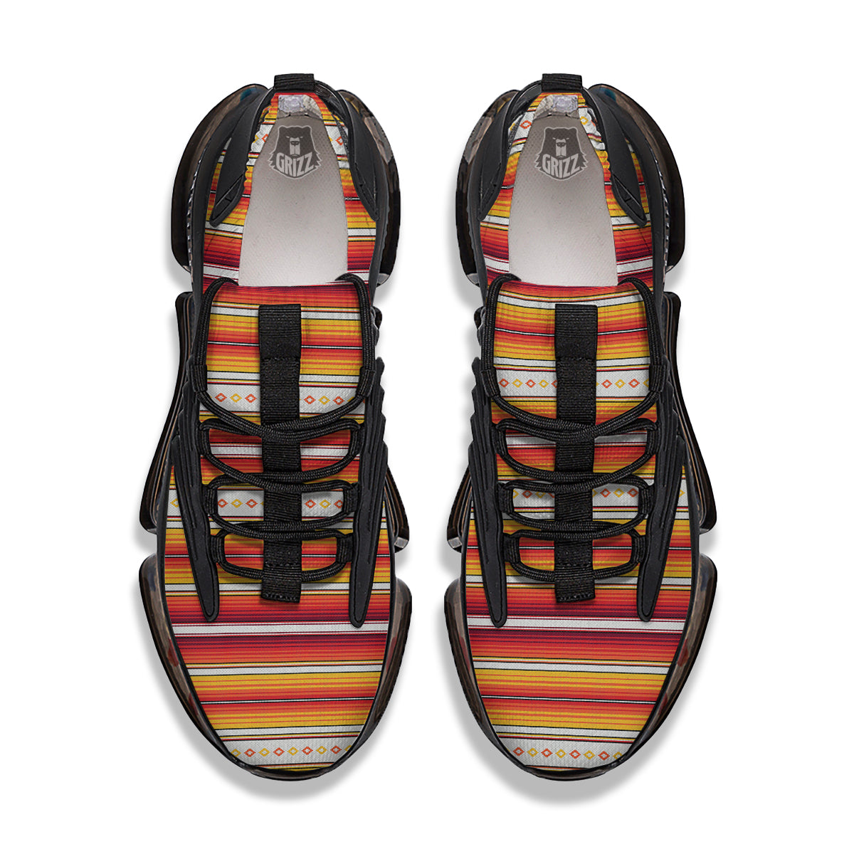 Serape Ethnic Boho Stripes Mexican Orange Print Black Gym Shoes-grizzshop