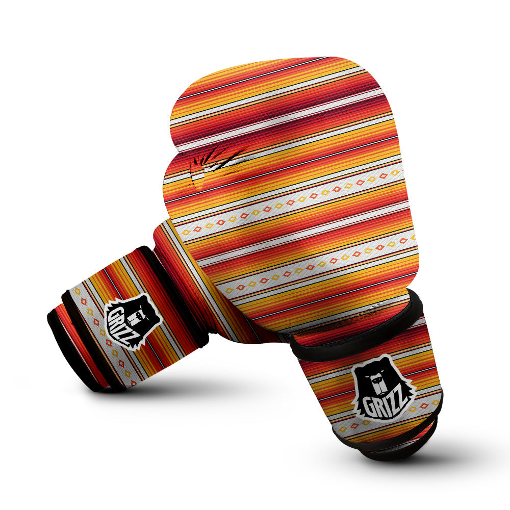 Serape Ethnic Boho Stripes Mexican Orange Print Boxing Gloves-grizzshop