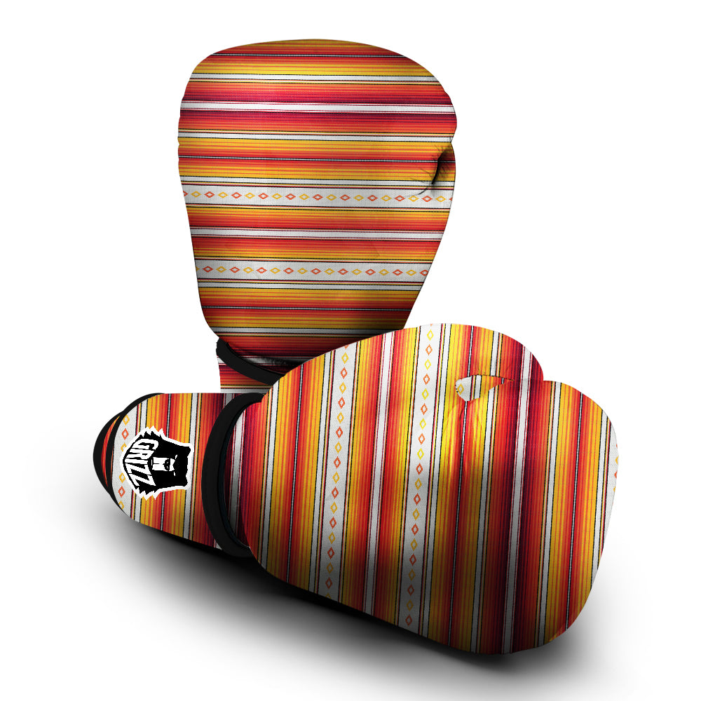 Serape Ethnic Boho Stripes Mexican Orange Print Boxing Gloves-grizzshop